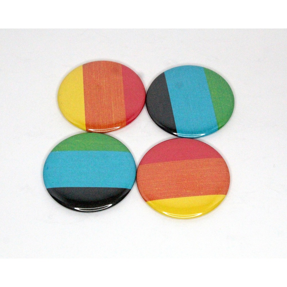 Set of 4 Refrigerator Locker Magnets 2.25" Handmade Bohemian - Rainbow